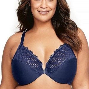 Glamorise Plus Size Front-Close T-Back Wonderwire Underwire #1246 Blue 38C